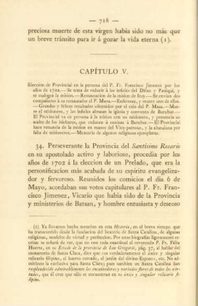 Capítulo V. Eleccion de Provincial en la persona del P. Fr. Francisco Jimenez por los anos de 1702. - ...