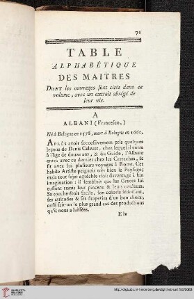 Table alphabétique des maitres