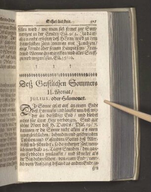 Deß Geistlichen Sommers II. Monat/ Julius, oder Häumonat.