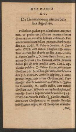 XV. De Germanorum virtute bellica digressio.