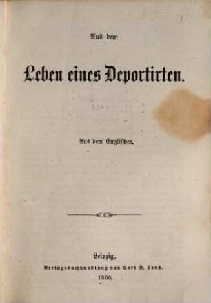 Aus dem Leben eines Deportirten