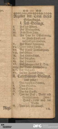Register der Titul dieses Gesangbuchs.