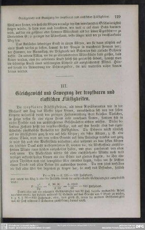III. Gleichgewicht und Bewegung der tropfbaren und elastischen Flüssigkeiten