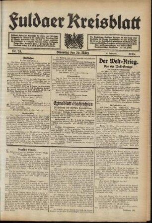 Ausgabe vom Dienstag, den 30. März 1915.