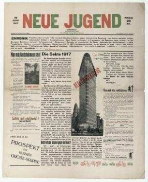 Neue Jugend, Juni 1917, H. 2. Berlin. Prospekt zur kleinen Grosz Mappe