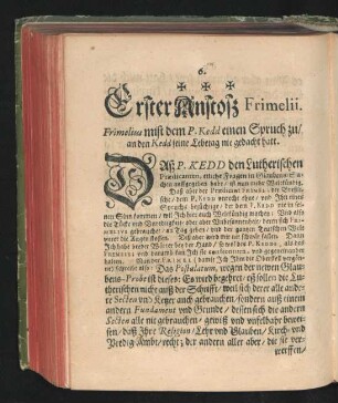 Erster Anstoß Frimelii ... Dreyzehende Anstoß Frimelii