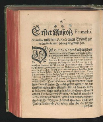 Erster Anstoß Frimelii ... Dreyzehende Anstoß Frimelii