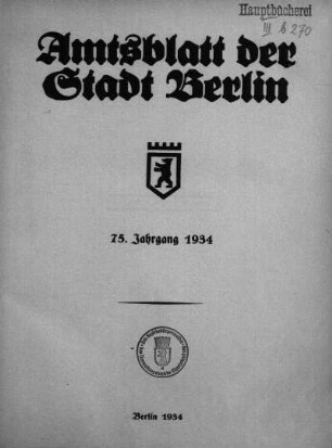 1934: Amtsblatt der Reichshauptstadt Berlin