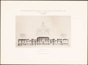 Reichstag, Berlin Zweiter Wettbewerb: Schnitt A B (aus: Die preisgekrönten Entwürfe zu dem neuen Reichstagsgebäude, Berlin 1882)