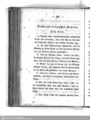 Sechs und siebzigstes Kapitel. Vom Alter
