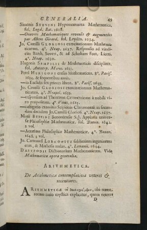 49-63, Arithmetica. - Recentiores Geometrae.