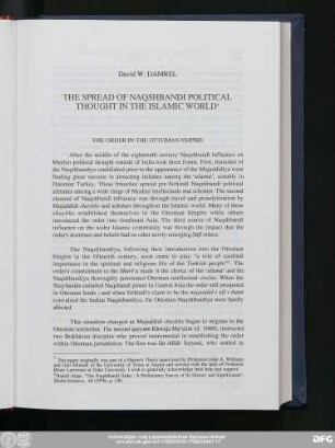 David W. Damrel The Spread Of Naqshbandi Political Thought In The Islamic World