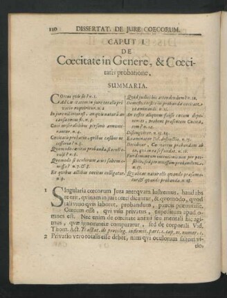 Caput I. De Coecitate in Genere, & Coecitatis probatione.