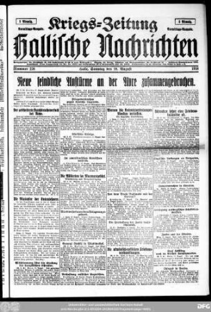 Hallische Nachrichten ; [...] ; Kriegs-Zeitung, Kriegs-Zeitung Vormittags-Ausgabe