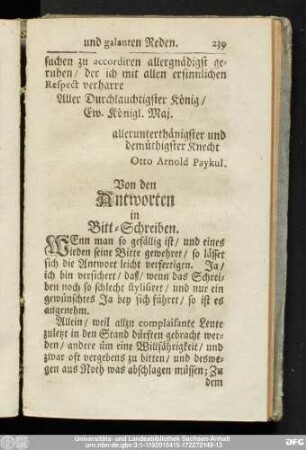 Von den Antworten in Bitt-Schreiben.
