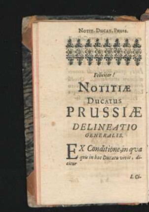 Notitiae Ducatus Prussiae Delineatio Generalis.