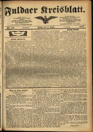 Erste Ausgabe vom Freitag, den 14. August 1908.