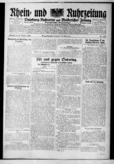 Rhein- und Ruhrzeitung : Tageszeitung für das niederrheinische Industriegebiet und den linken Niederrhein : das Blatt der westdeutschen Binnenschiffahrt