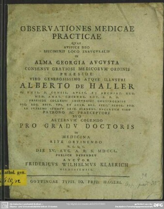 Observationes Medicae Practicae