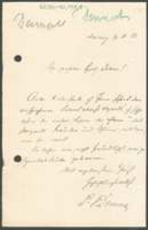 Brief von Eberhard Dennert an Unbekannt