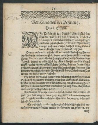 Von Curation der Pestilentz.