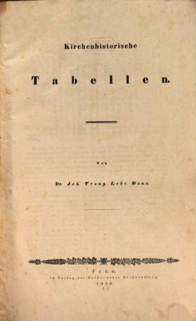 Kirchenhistorische Tabellen