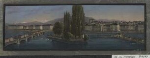 Detailansicht von Genf, Kupferstich, um 1840? : Genf mit der Rousseau-Insel. - [S.l.] , [um 1840?]. - 1 Kunstbl. : Kupferstich ; 18 x 6 cm +++ Titel handschriftl a.d. Rücks