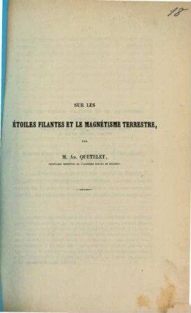 Sur les étoiles filantes et le magnétisme terrestre