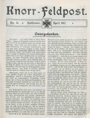 15.1917: Knorr-Feldpost