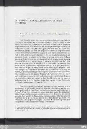 III. Humanistes Du Quattrocento Et Turcs Ottomans