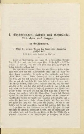 I. Erzählungen, Fabeln und Schwänke, Märchen und Sagen