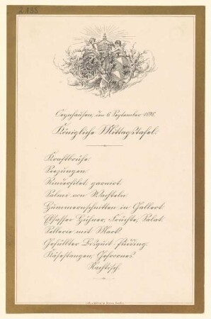 Menükarte : Königliche Mittagstafel