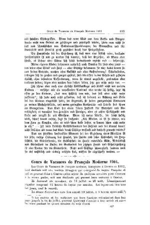 Cours de Vacancec de Francais Moderne 1904