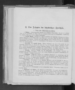 B. Der Lehrplan der sechsklassigen Realschule.