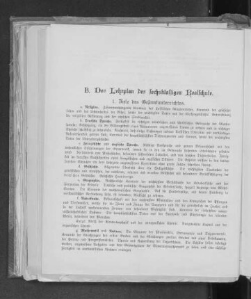 B. Der Lehrplan der sechsklassigen Realschule.