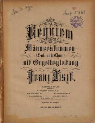 Requiem für Männerstimmen : (Soli und Chor) mit Orgelbegleitung