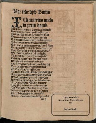 Vorrede dysz Buchs