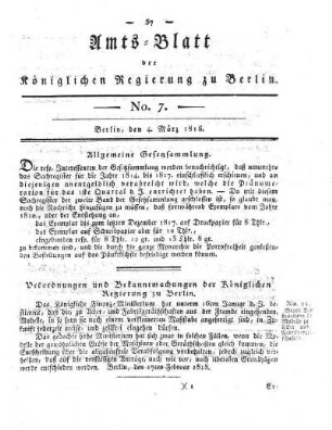 No. 7, 4. März 1818