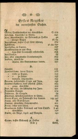 Erstes Register der vornehmsten Sachen.