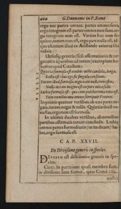 Cap. XXVII. De Divisione generis in species.