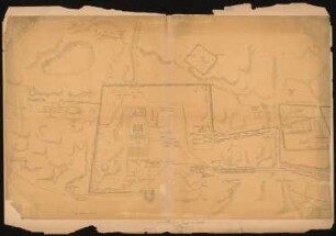 Tempel von Karnak und Stadttempel Luxor, Luxor (Theben-Ost): Situationsplan mit französischer Beschreibung (Nach- oder Durchzeichnung nach einer französischen Vorlage)