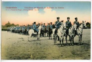 Großenhain. Eskadron im Marsch, Kolonne zu Vieren - Husaren-Regiment Nr. 18