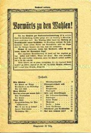 Konservative Propagandaschrift zur Wahl der Nationalversammlung 1919