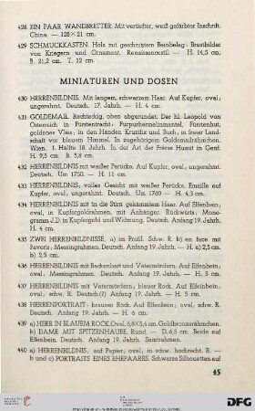Miniaturen und Dosen (Nr. 430-454)