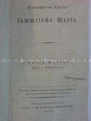 Schillers sämtliche Werke, erste Ausgabe