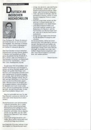 Deutsch an indischen Hochschulen