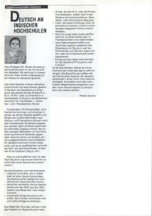 Deutsch an indischen Hochschulen
