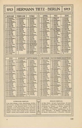 1913 Hermann Tietz [Kalender]