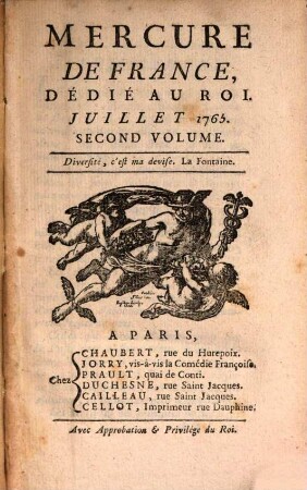 Mercure de France. 1765, 7, Vol. 2