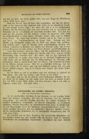 Amerikanisches und deutsches Schulwesen : (aus einer Amerikanischen Schulzeitung)